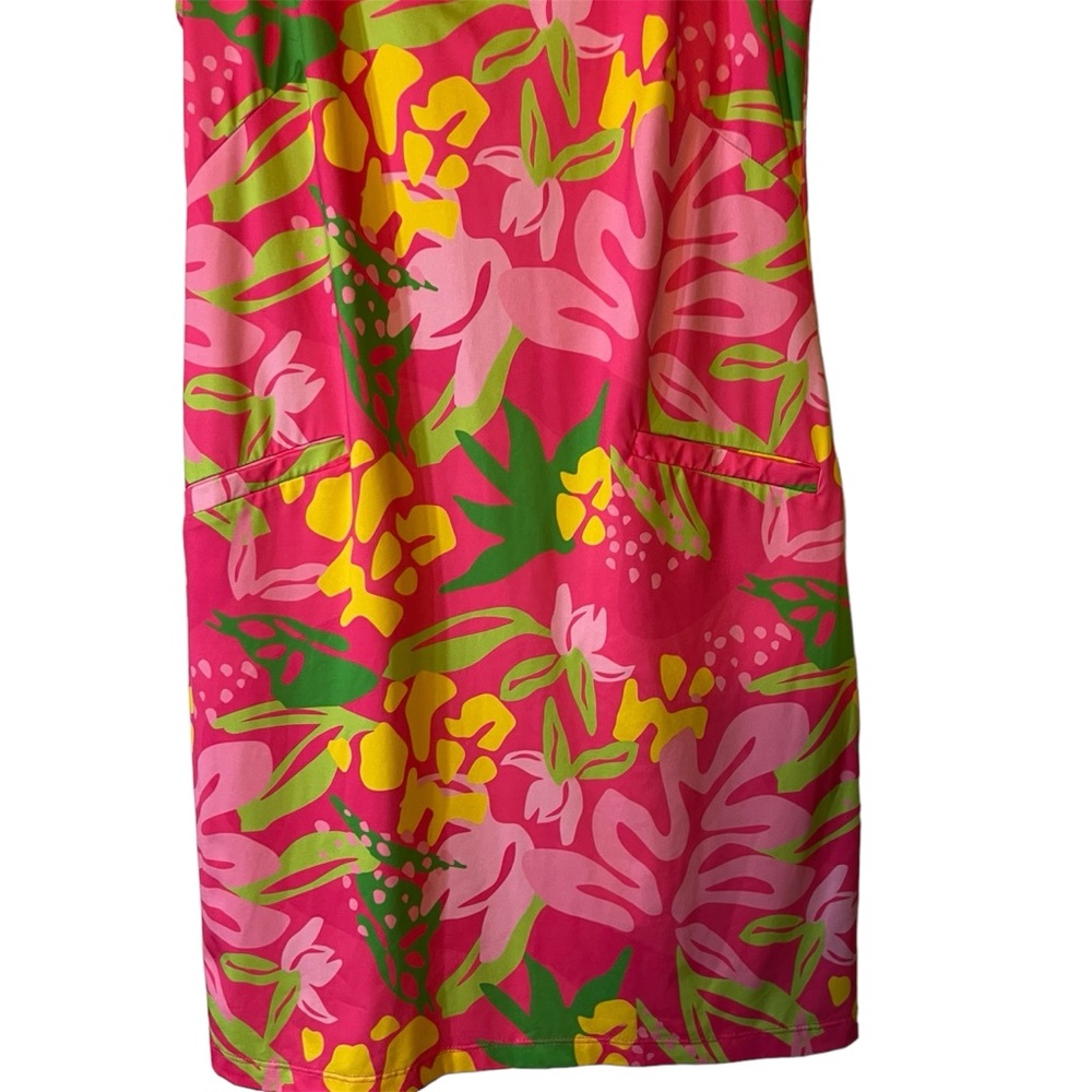 Katherine Way Sleeveless Golf Shift Dress in Tropical Pink Multi Print  … - Picture 3 of 6